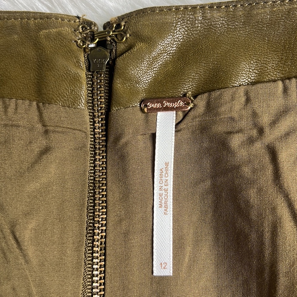 Free People faux suede olive mini skirt, Size 12 - Picture 5 of 6